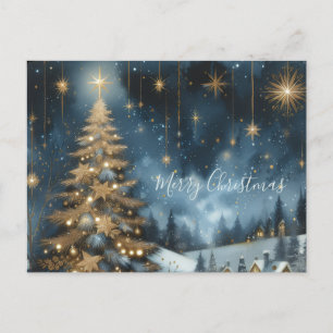 Weihnachtsbaum & Sternennacht Postkarte