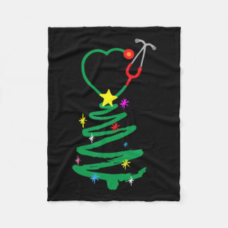 Weihnachtsbaum Stethoscope Nurses Xmas Scrub Fleecedecke