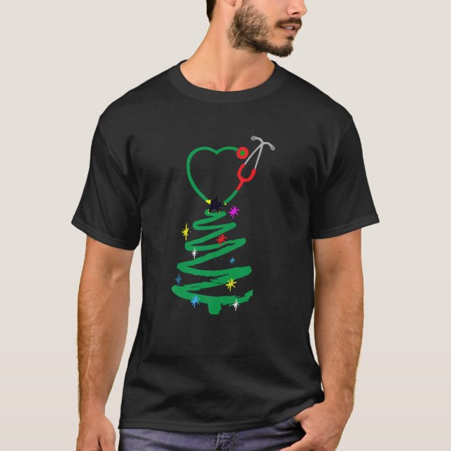 Weihnachtsbaum Stethoscope Nurses Xmas Scrub T-Shirt (Vorderseite)