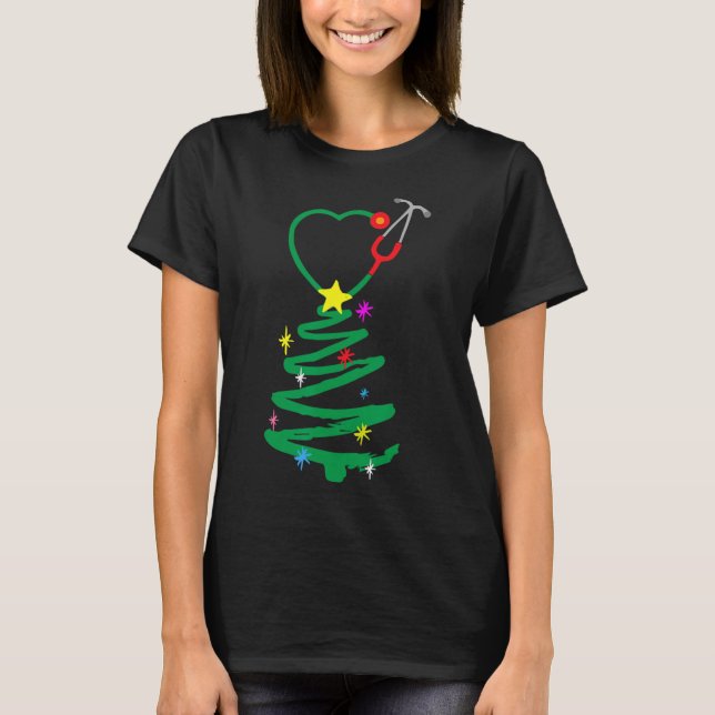 Weihnachtsbaum Stethoscope Nurses Xmas Scrub T-Shirt (Vorderseite)