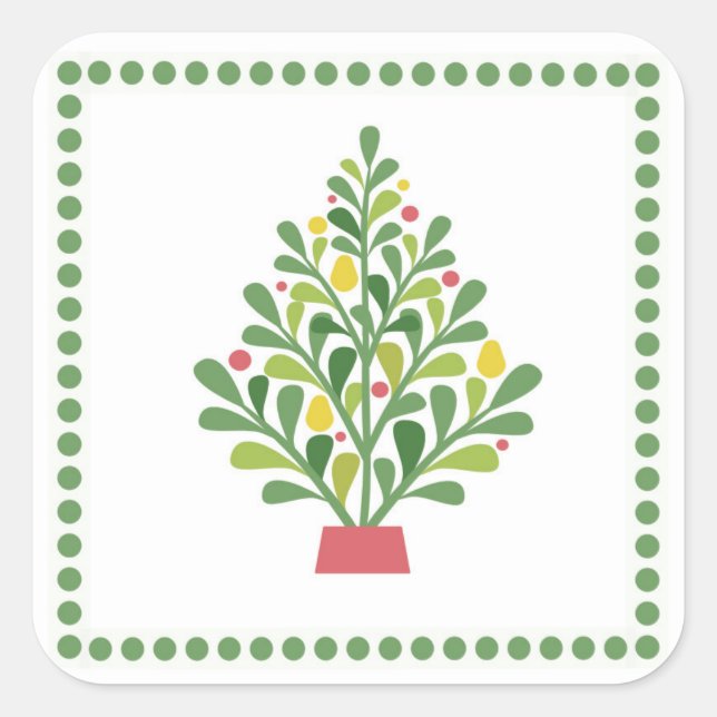 Weihnachtsbaum-Sticker Quadratischer Aufkleber (Vorderseite)