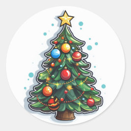 Weihnachtsbaum-Sticker Runder Aufkleber