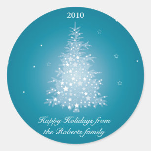 Weihnachtsbaum-Sticker schimmern Runder Aufkleber