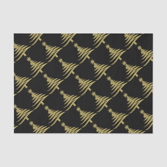 Weihnachtsbaum Stift Gold auf schwarz Seidenpapier (Vorderseite)
