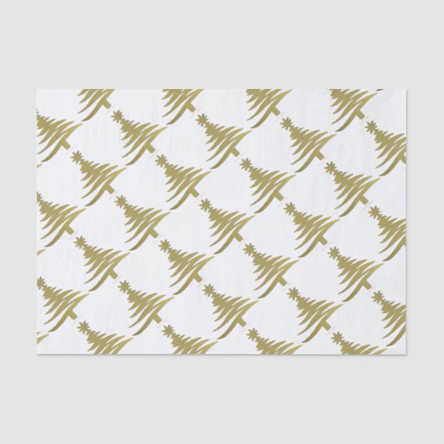 Weihnachtsbaum Stift Gold auf Weiß Seidenpapier (Vorderseite)