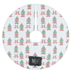 Weihnachtsbaum Streifen Süße Katzen Familie Initia Polyester Weihnachtsbaumdecke