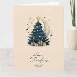 Weihnachtsbaum streift den Mond Karte