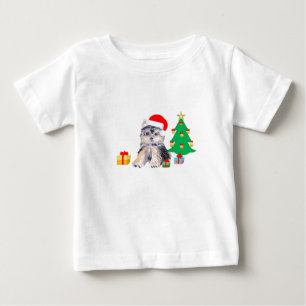 Weihnachtsbaum, süßer Yorkshire-Welpe und Geschenk Baby T-shirt