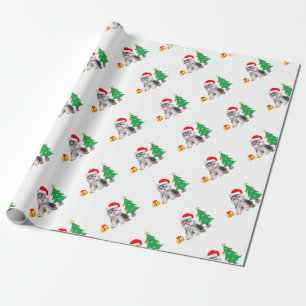 Weihnachtsbaum, süßer Yorkshire-Welpe und Geschenk Geschenkpapier