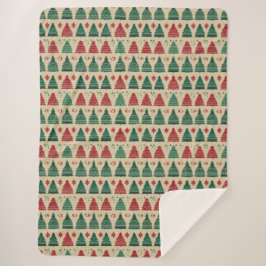Weihnachtsbaum Sweater Strick Traditionelles Muste Sherpadecke
