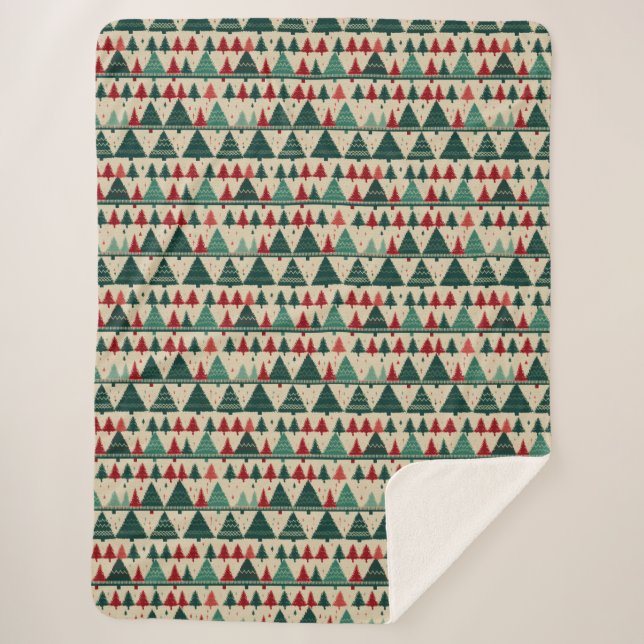 Weihnachtsbaum Sweater Strick Traditionelles Muste Sherpadecke (Vorderseite)