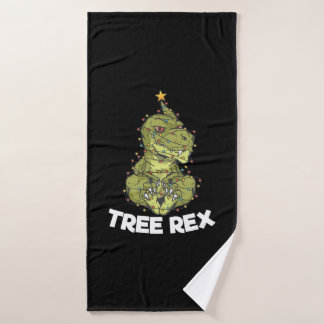Weihnachtsbaum T-Rex Xmas Lights Pun Geschenk Badehandtuch