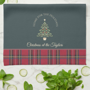 Weihnachtsbaum Tartan Maßgeschneiderter Name Weihn Geschirrtuch