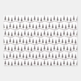 Weihnachtsbaum Tartan Muster auf Weiß Geschenkpapier Set