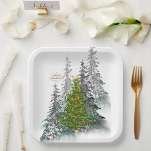 Weihnachtsbaum-Teller aus Papier für den verschne Pappteller