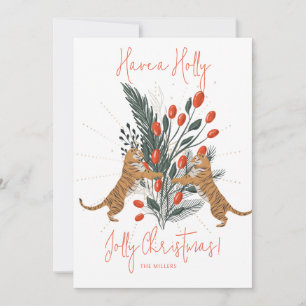 Weihnachtsbaum & Tiger Holly Jolly Weihnachtskarte Einladung