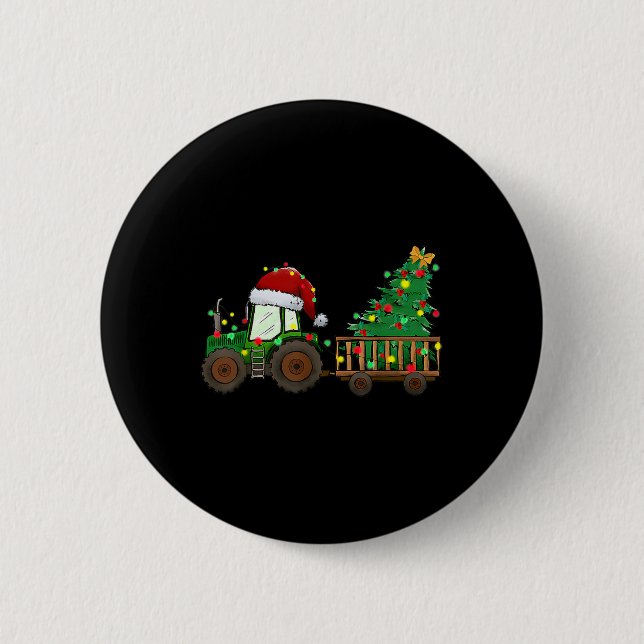 Weihnachtsbaum-Traktor Xmas Tremlichter Weihnachts Button (Vorderseite)