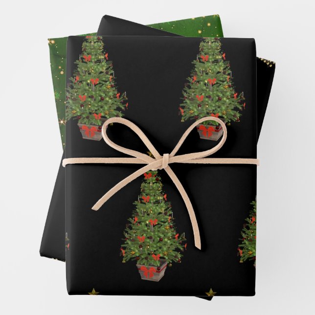 Weihnachtsbaum Trio Wrapping Paper Sheet Geschenkpapier Set (Beispiel)