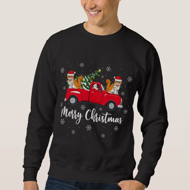 Weihnachtsbaum Truck Persische Katze Chri Sweatshirt (Vorderseite)