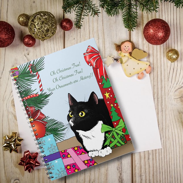 Weihnachtsbaum Tuxedo Cat Notizblock (Von Creator hochgeladen)