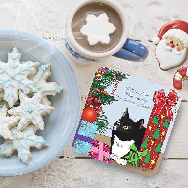 Weihnachtsbaum Tuxedo Cat Untersetzer (Von Creator hochgeladen)