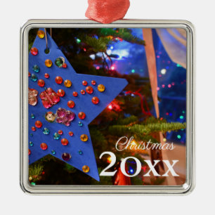 Weihnachtsbaum Twinkling Lights Blue Star Urlaub Ornament Aus Metall