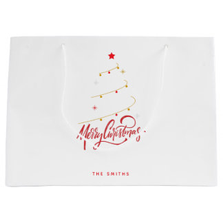 Weihnachtsbaum-Typografie-Script Minimalistisch Große Geschenktüte