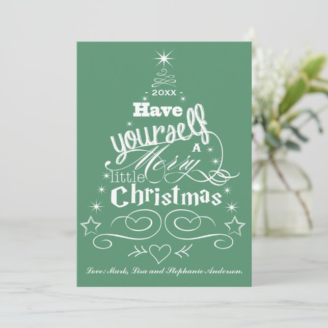 Weihnachtsbaum Typografie Weihnachtsgrüße Karte (Stehend Vorderseite)