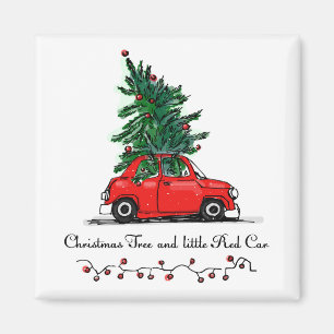 Weihnachtsbaum u. wenig rotes Auto Magnet