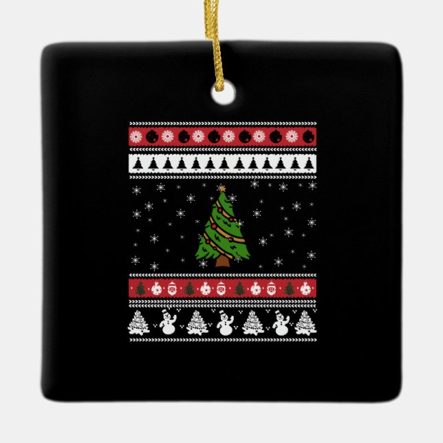 Weihnachtsbaum Ugly Weihnachten Keramikornament (Vorderseite)