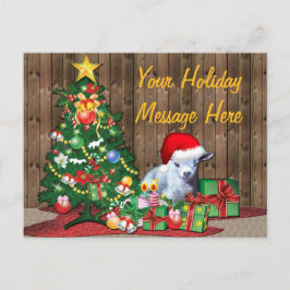 Weihnachtsbaum und Babyziege Feiertagspostkarte