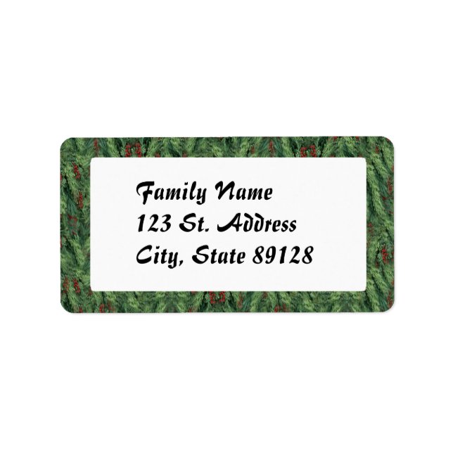 Weihnachtsbaum und Berries Adressaufkleber (Vorne)