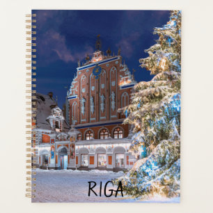 Weihnachtsbaum und Blackheads Haus in Riga Planne Planer