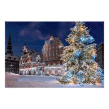 Weihnachtsbaum und Blackheads Haus in Riga