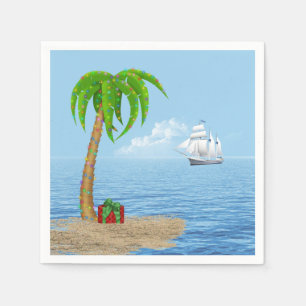 Weihnachtsbaum und -boot serviette