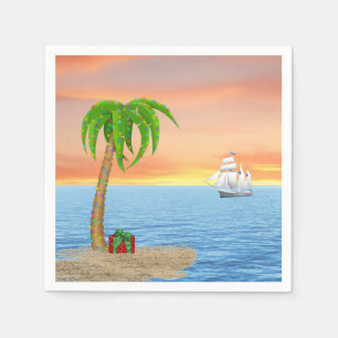 Weihnachtsbaum und -boot serviette