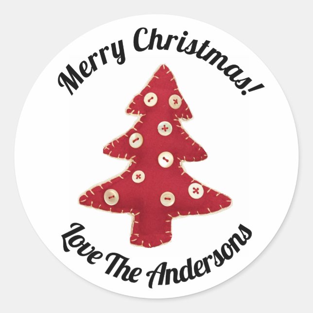 Weihnachtsbaum und -Buttons Personalisiert Runder Aufkleber (Vorderseite)