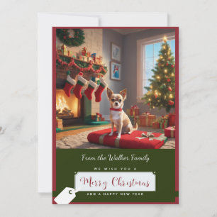 Weihnachtsbaum und Chihuahua Feiertagskarte