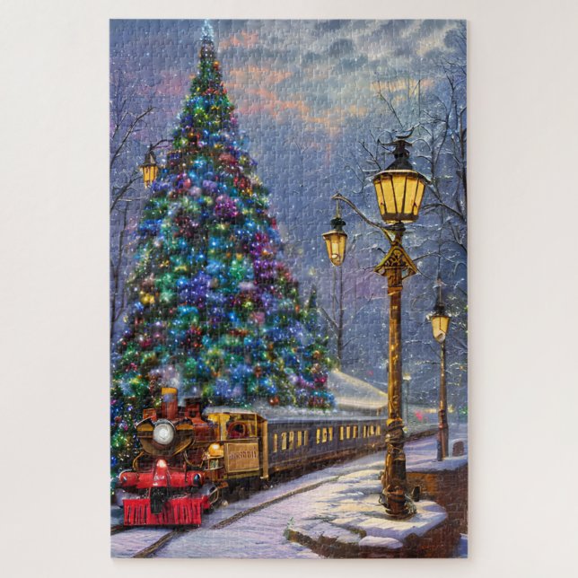 Weihnachtsbaum und ein Vintages Lokomotiv (Vertikal)