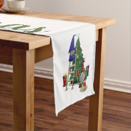 Weihnachtsbaum und Elfen Großer Tischläufer