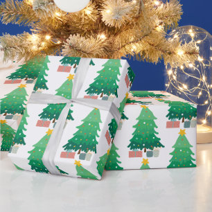 Weihnachtsbaum und Geschenke Grafik Geschenkpapier