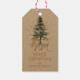 Weihnachtsbaum und Goldtypografie Geschenkanhänger