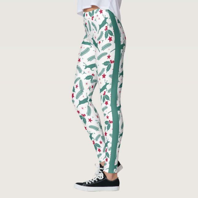 Weihnachtsbaum und Hirschmuster Leggings (Links)