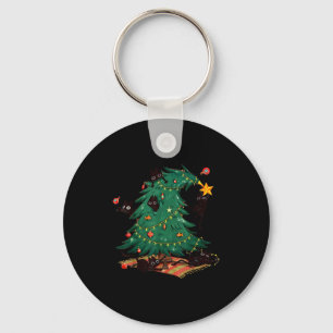 Weihnachtsbaum und Katze Süßer Weihnachten Katzenl Schlüsselanhänger
