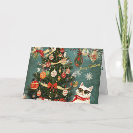 Weihnachtsbaum und Katzenkarte Karte