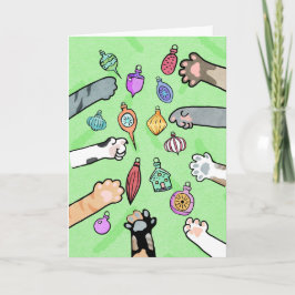Weihnachtsbaum und Katzenpfoten mit Ornamente Kart Karte