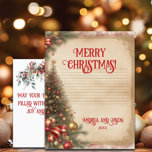 Weihnachtsbaum und Ornamente Gold Glitzer Elegante Postkarte