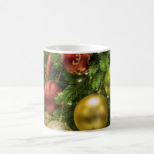 Weihnachtsbaum und Ornamente Weißer Kaffee Tasse