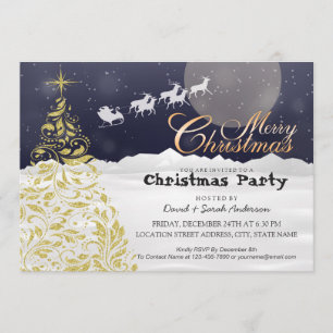 Weihnachtsbaum und Party zur Rentierzucht Einladung
