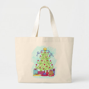 Weihnachtsbaum und präsentiert originale Kunst Tür Jumbo Stoffbeutel